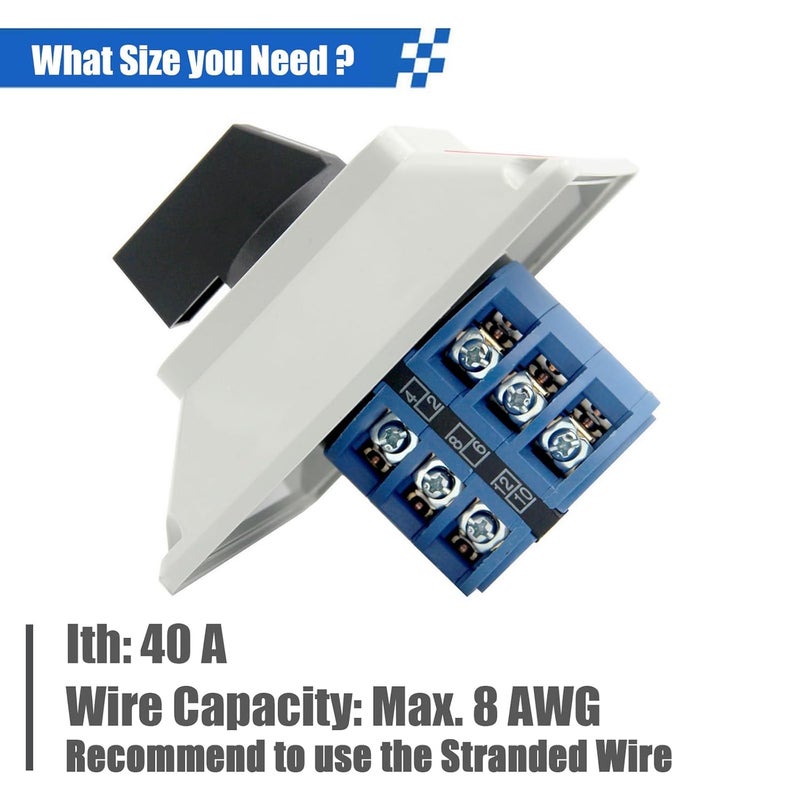 Keymoo 40A Rotary Changeover Switch With Exterior Box, 3 Position 3 Phase 12 Terminals, Universal Selector With AWG 12-10 Yellow Terminals, Cam Box IP65 40/D303.3D - Image 2